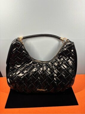 Bebe Luca Black Woven Hobo Shoulder Bag